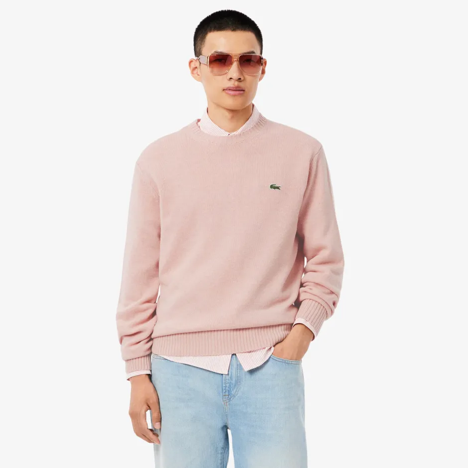 miesten neulepusero K MONOCHROME CARDED WOOL NECK SWEATER,>Lacoste Outlet