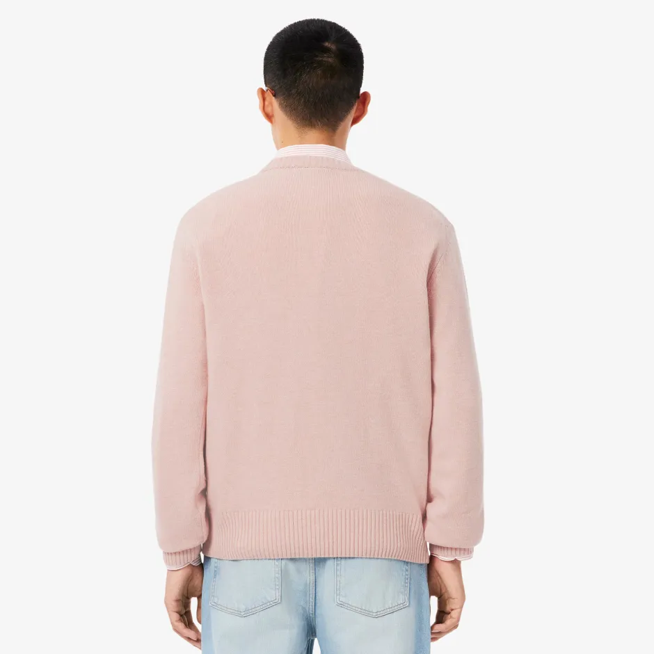 miesten neulepusero K MONOCHROME CARDED WOOL NECK SWEATER,>Lacoste Outlet