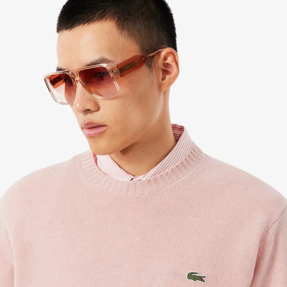 miesten neulepusero K MONOCHROME CARDED WOOL NECK SWEATER,>Lacoste Outlet