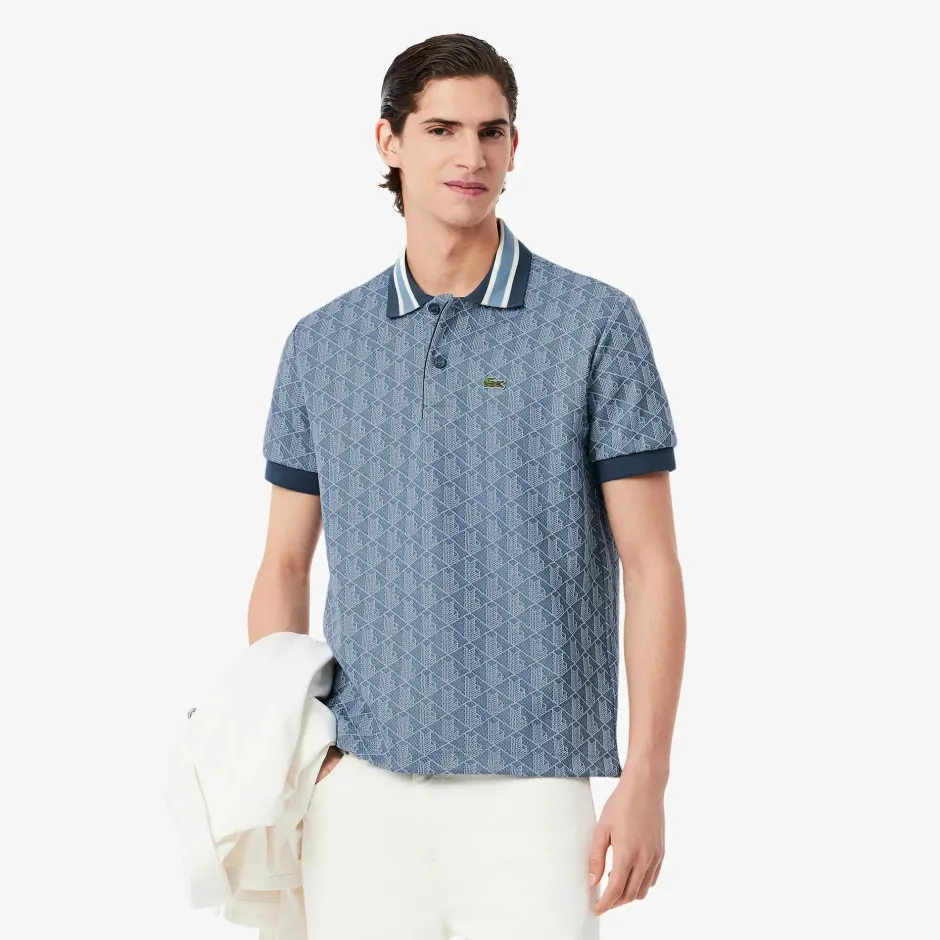 Miesten Poolopaita, CLASSIC FIT CONTRAST COLLAR MONOGRAM>Lacoste Discount