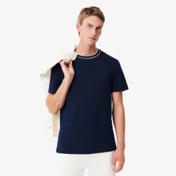 miesten t-paita, STRECH PIQUE STRIPE COLLAR T-SHIRT>Lacoste Online