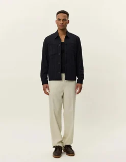 miesten hybriditakki, MARSEILLE PINSTRIPE HYBRID JACKET>Les Deux New