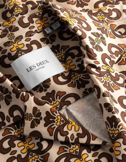 Miesten Kauluspaita, HENDRIX AOP SS SHIRT Ruskea Kuosi>Les Deux New