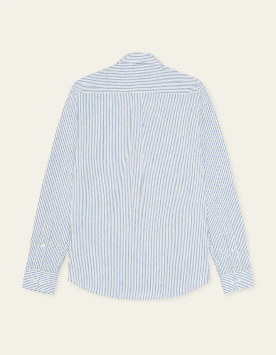 miesten kauluspaita Konrad Stripe Cotton Linen Shirt,>Les Deux