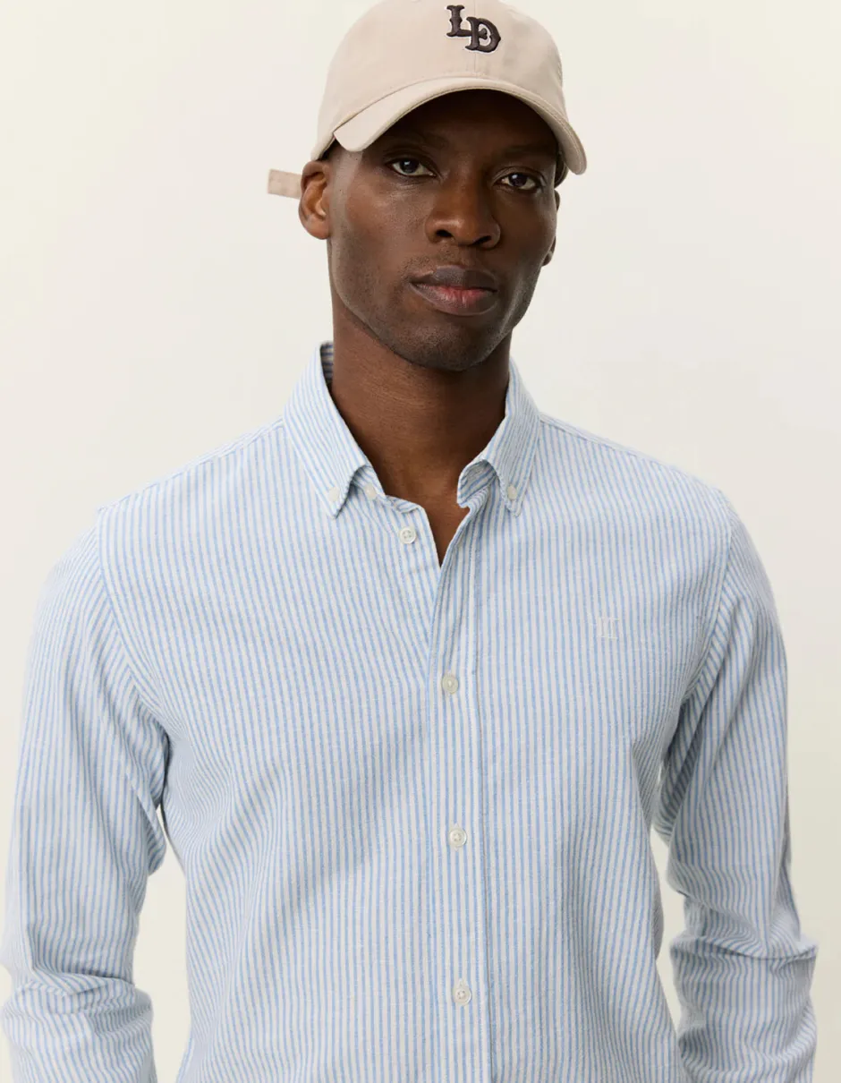 miesten kauluspaita Konrad Stripe Cotton Linen Shirt,>Les Deux