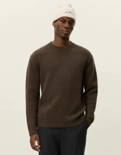 miesten neulepusero Eddie Wool Rib Crewneck Knit,>Les Deux Sale
