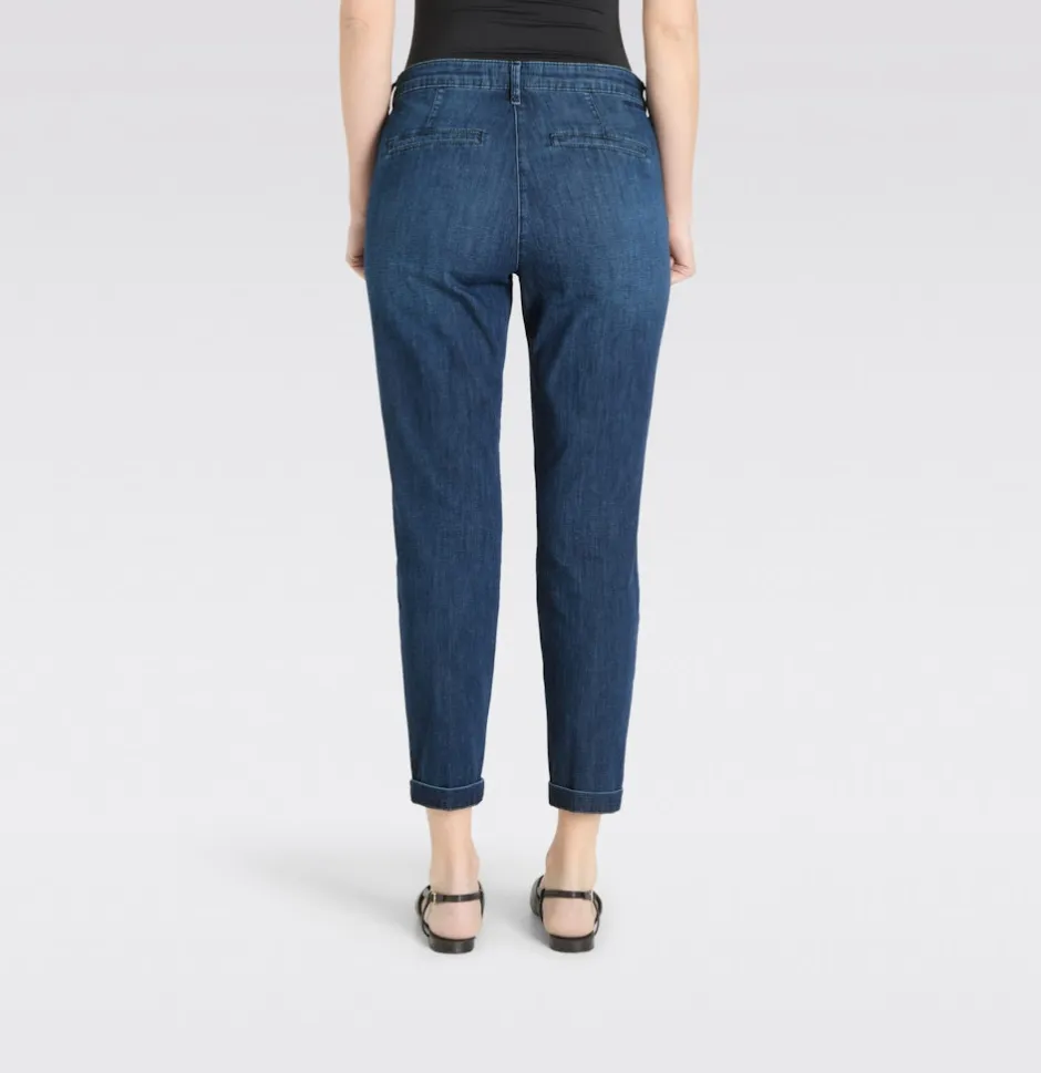 naisten farkut Chino Turn Up, sininen indigo>Mac New