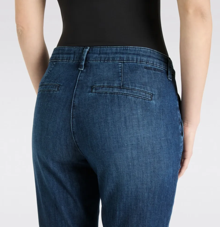 naisten farkut Chino Turn Up, sininen indigo>Mac New