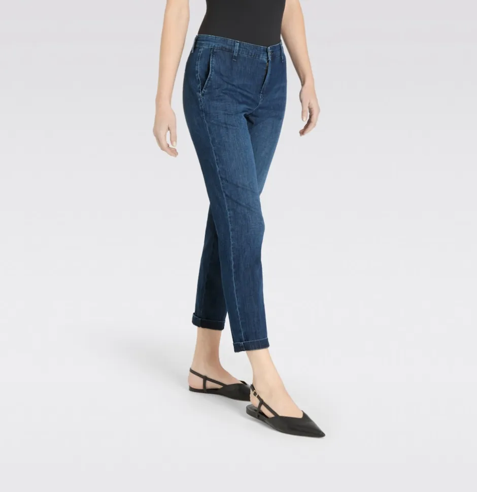 naisten farkut Chino Turn Up, sininen indigo>Mac New