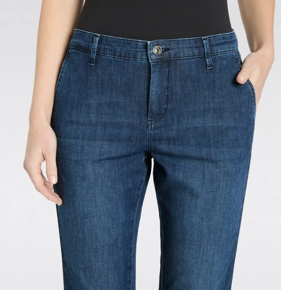 naisten farkut Chino Turn Up, sininen indigo>Mac New