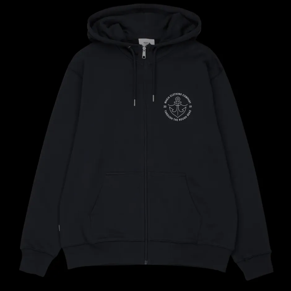 miesten huppari, Hook Hooded Zip Sweatshirt>Makia Discount