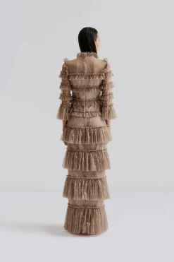 naisten mekko, CARMINE LONG SLEEVE LACE MAXI DRESS>Malina New