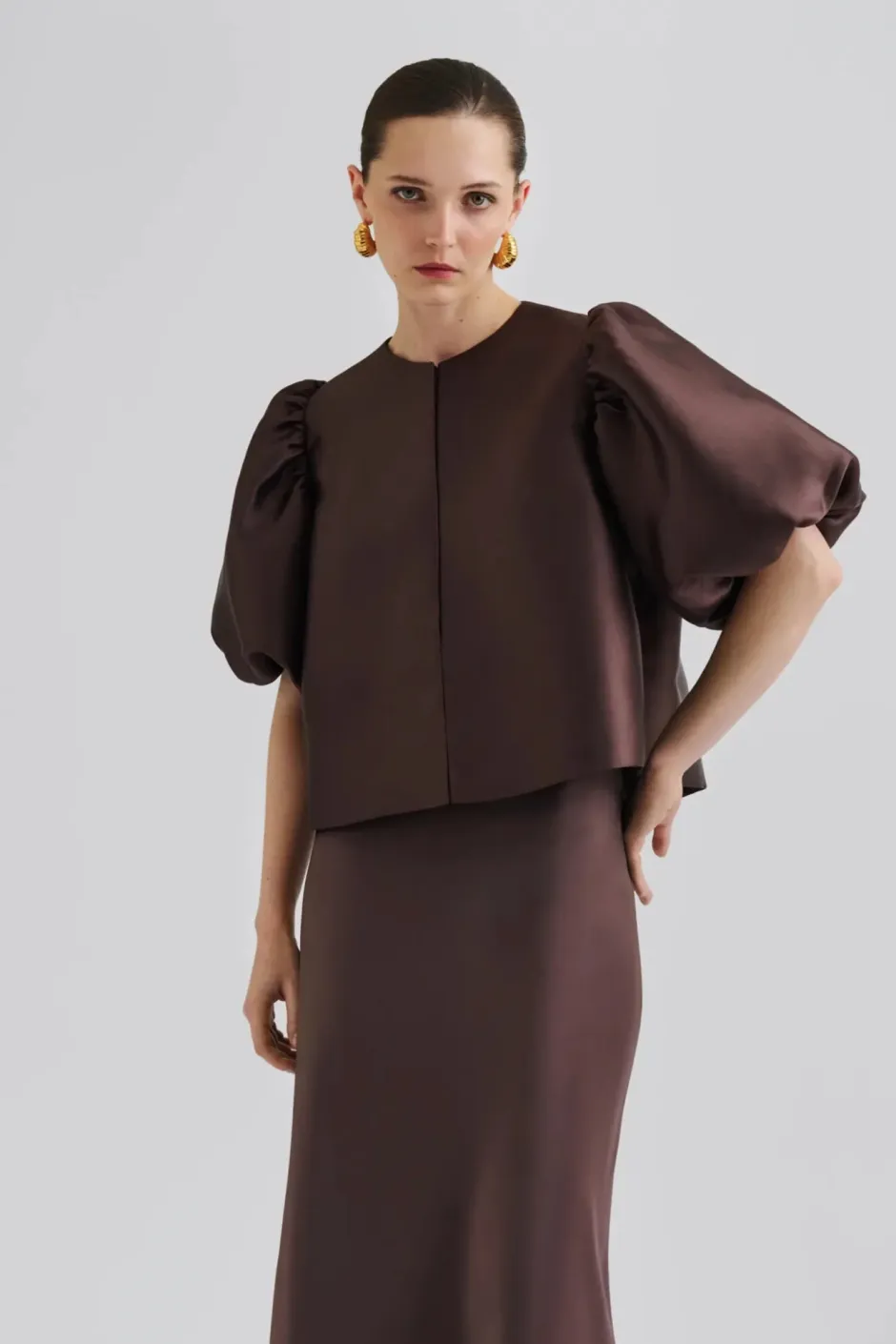 naisten pusero, CLEO POUF SLEEVE BLOUSE>Malina Hot