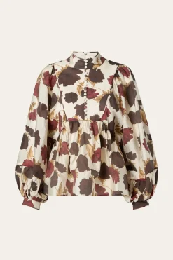 naisten pusero, PERNILLA HOGH NECK BALLOON SLEEVE BLOUSE>Malina Clearance