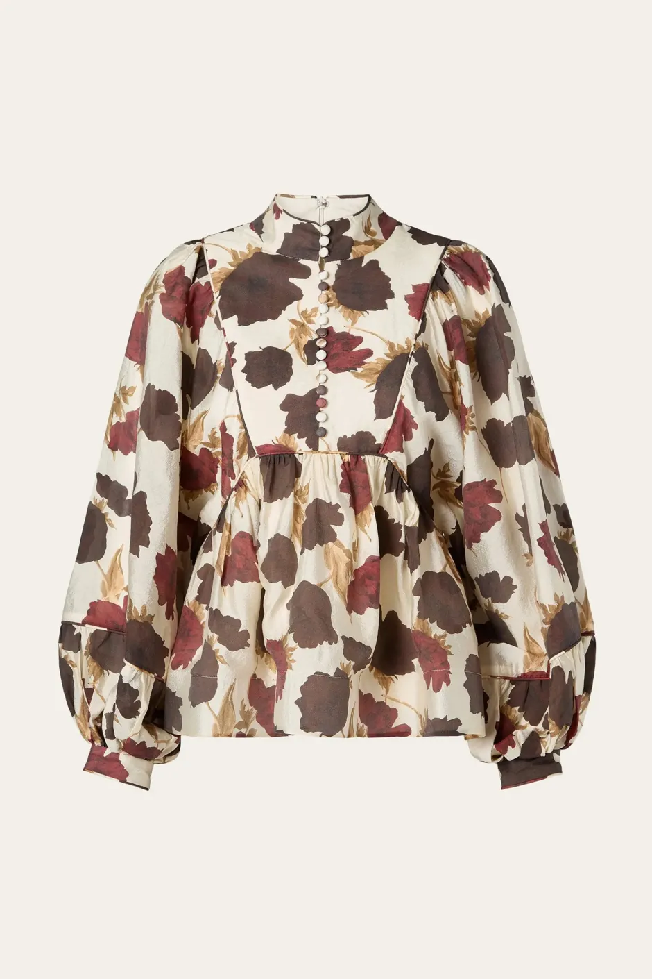 naisten pusero, PERNILLA HOGH NECK BALLOON SLEEVE BLOUSE>Malina Clearance