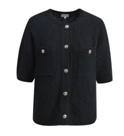 naisten neuletakki, CARDIGAN 1/2 SLEEVE BLACK>Milano Italy Best