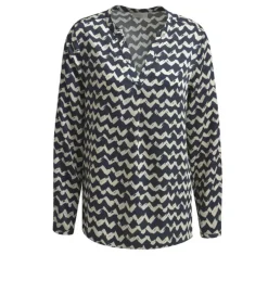 naisten pusero, BLOUSE NAVY PRINT>Milano Italy Discount