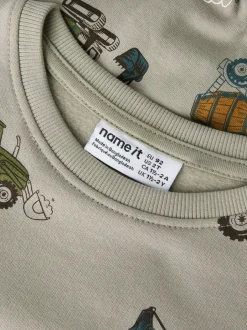 lasten collegepaita, NMMBasil NMMBASIL LS NREG SWE BRU, kuosi vihreä><noscript><img width=