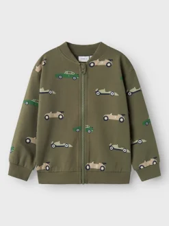 lasten collegetakki, NMMBRAIS SWEAT CARDIGAN Armeijanvihreä>Name It Online