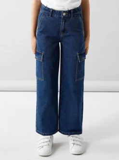 lasten farkut, NKFROSE HW WIDE CARGO JEANS Indigo>Name It Best
