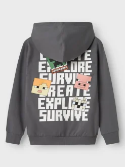 lasten huppari, NKMJACOT MINECRAFT SWEAT Vaaleanharmaa>Name It Clearance