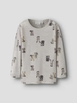 Lasten Merinovillainen Paita, NMMWang Wool Rib LS Top AOP>Name It Discount