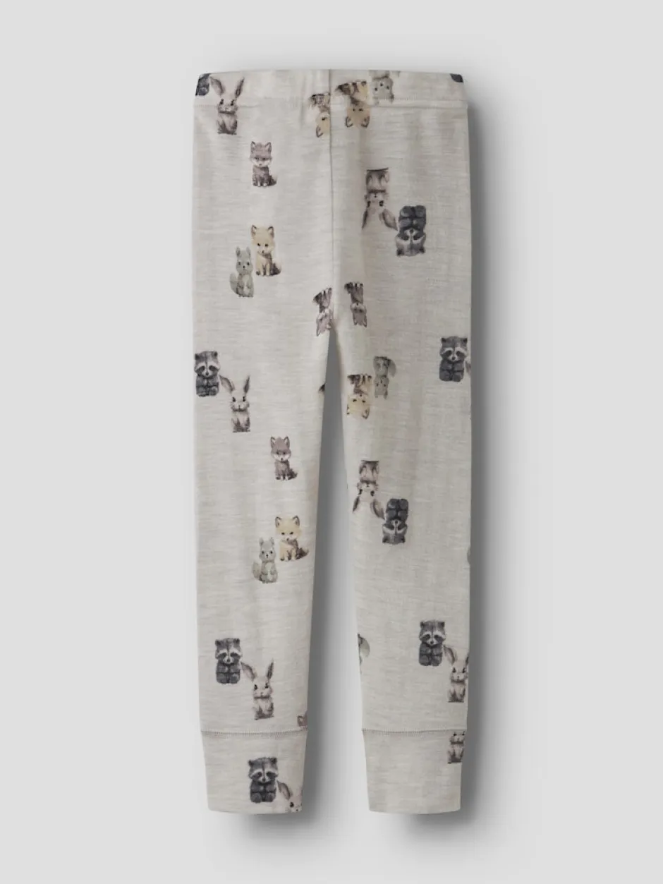 Lasten Merinovillaiset Leggingsit, NMMWang Wool Rib Longjohn Aop>Name It Best