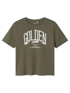 lasten t-paita, NKMVILOGO SS TOP Armeijanvihreä>Name It