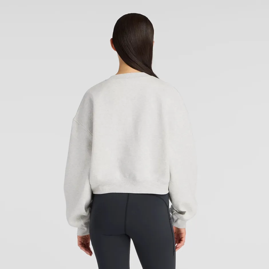 naisten collegepaita Linear Heritage Fleece Crew, vaaleanharmaa>New Balance Outlet