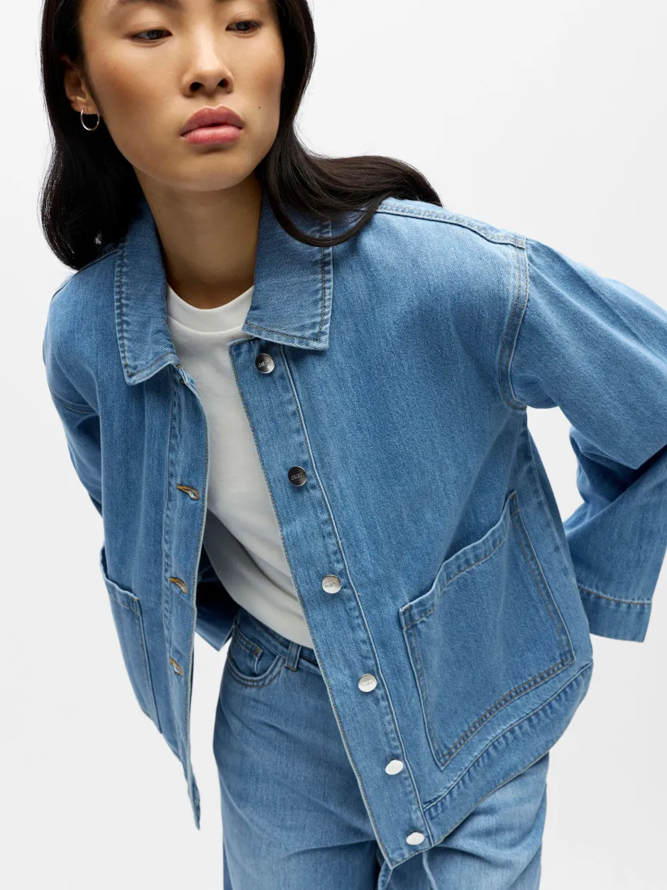 naisten farkkutakki OBJROSIE RE L/S Overshirt,>Object Clearance