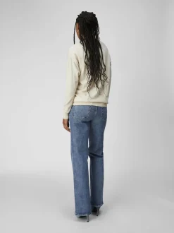 Naisten Neule, OBJTHESS L/S V-NECK KNIT PULLOVER NOOS Luonnonvalkoinen><noscript><img width=