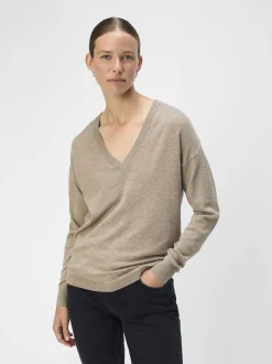 Naisten Neule, OBJTHESS L/S V-NECK KNIT PULLOVER NOOS>Object Hot