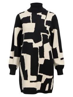 Naisten Neulemekko, OBJRAY L/S KNIT ROLLNECK DRESS AOP NOOS>Object Discount