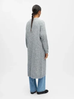 naisten neuletakki, OBJMILU LS LO LONG KNIT CARDIGAN>Object