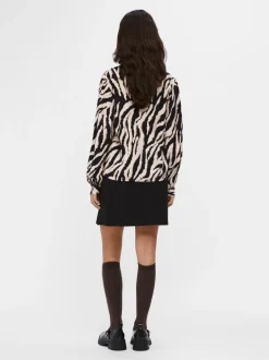 naisten pusero, OBJJACIRA L/S V-NECK TOP Beige Kuosi>Object Online