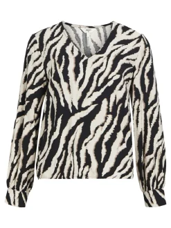 naisten pusero, OBJJACIRA L/S V-NECK TOP Beige Kuosi><noscript><img width=