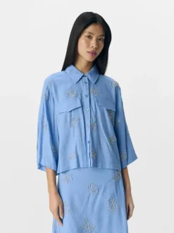 naisten pusero, OBJMIKA RE S/S CROPPED SHIRT CC2 SS>Object Hot