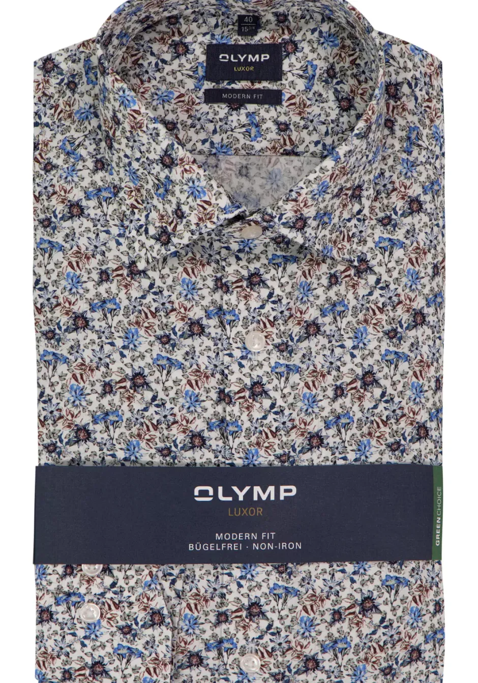 miesten kauluspaita, 042 LUXOR MODERN FIT FLORAL PRINT>Olymp Clearance