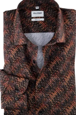 Miesten Pitkähihainen Kauluspaita 2120-24-18 BODY FIT WOVEN Punainen Kuosi>Olymp Best