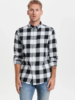 Only & Sons Ruudullinen Kauluspaita Valkoinen Ruutu>Only and Sons Clearance