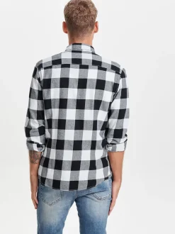 Only & Sons Ruudullinen Kauluspaita Valkoinen Ruutu>Only and Sons Clearance
