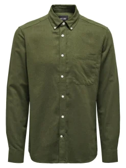 kauluspaita, GUDMUND SLIM SOLID Armeijanvihreä>Only and Sons Sale