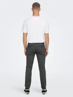 Miesten Chinot MARK TAP HERRINGBONE NOS Harmaa Kuosi>Only and Sons Hot