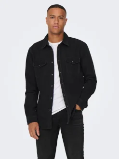 Miesten Farkkupaita, BANE DENIM SHIRT NOS>Only and Sons