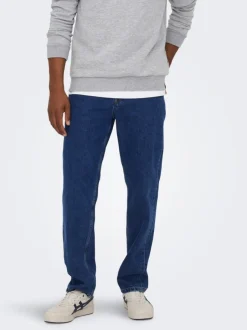 miesten farkut, EDGE BLUE 3813 STRAIGHT FIT Indigo>Only and Sons Online