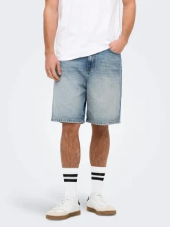 miesten farkkushortsit, FADE MID BLUE SHORTS>Only and Sons Best