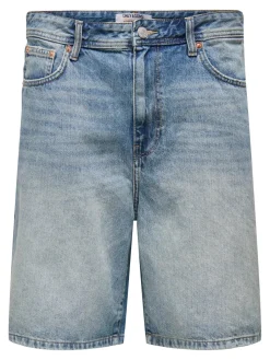 miesten farkkushortsit, FADE MID BLUE SHORTS><noscript><img width=