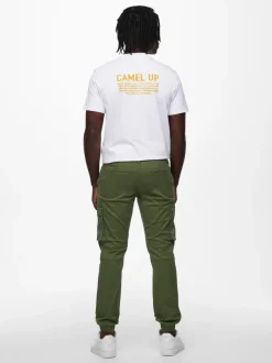 miesten housut, ONSCAM STAGE CARGO CUFF Armeijanvihreä>Only and Sons New