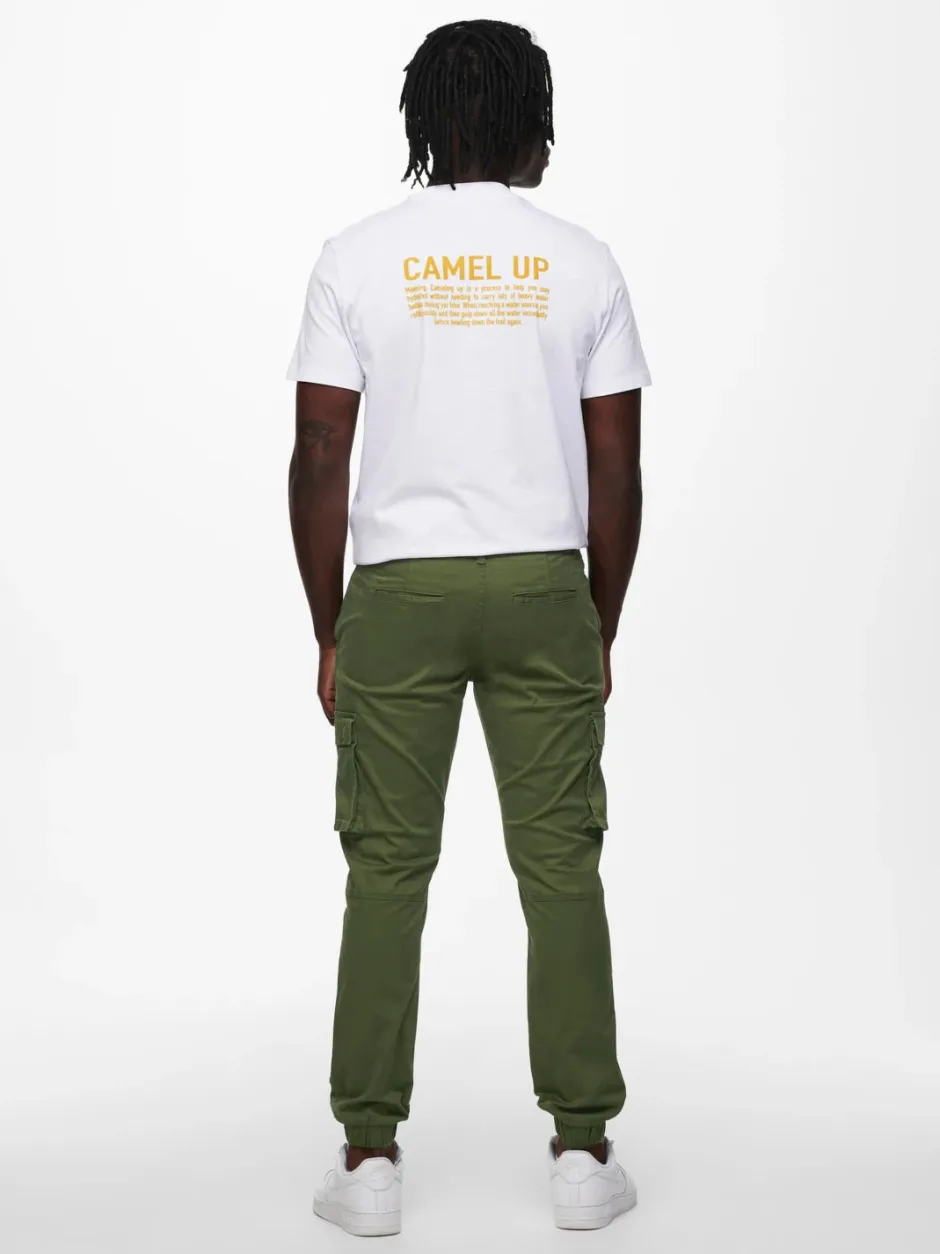 miesten housut, ONSCAM STAGE CARGO CUFF Armeijanvihreä>Only and Sons New