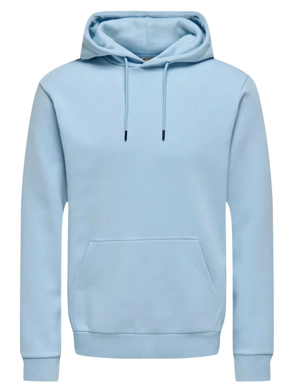 miesten huppari ONSCERES Hoodie Sweat, vaaleansininen>Only and Sons Clearance
